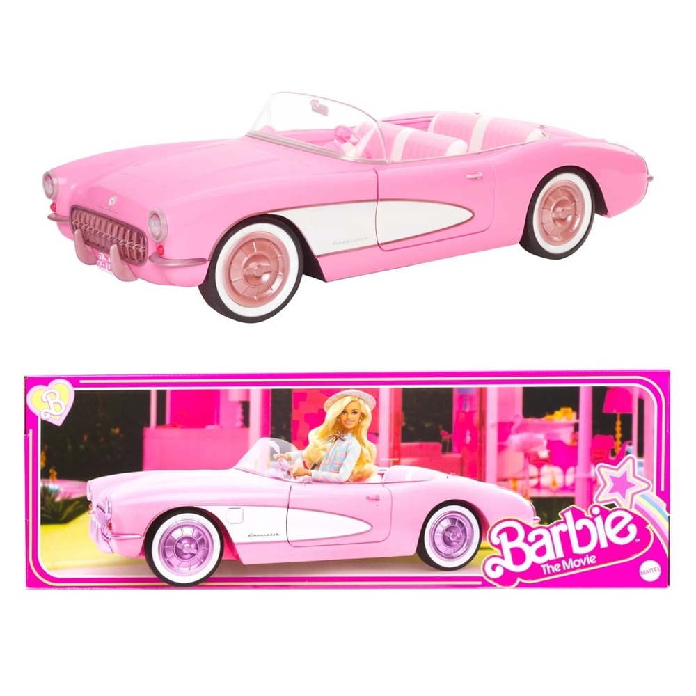 Barbie the Movie Collectible Car, Pink Corvette Convertible with remote